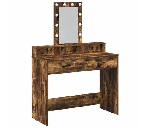 Tualetes Galdiņš Ar Led Gaismām Dūmots Ozols 100X41X140 Cm Vidaxl