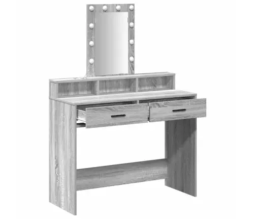 Kosmētikas Galdiņš Ar Led Gaismām Pelēks Sonoma 100X41X140 Cm Vidaxl