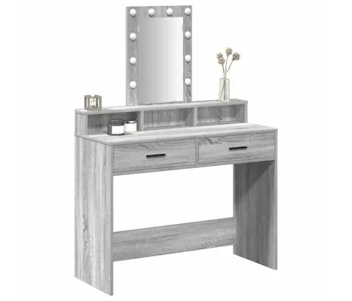 Kosmētikas Galdiņš Ar Led Gaismām Pelēks Sonoma 100X41X140 Cm Vidaxl