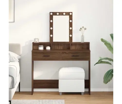 Kosmētikas Galdiņš Ar Led Gaismām - Brūns Ozols, 100X41X140 Cm Vidaxl Kosmētikas Galdiņš Ar Led Gaismām - Brūns Ozols, 100X41X140 Cm Vidaxl