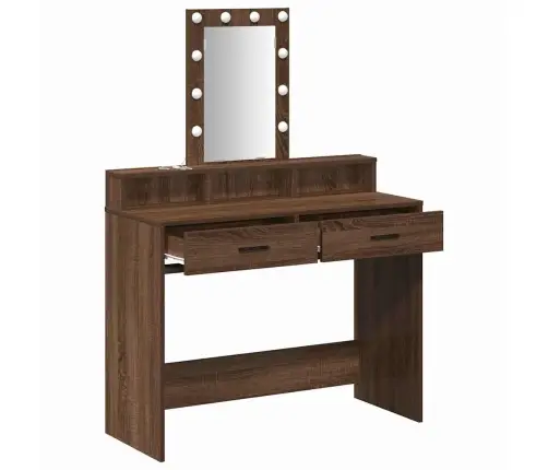 Kosmētikas Galdiņš Ar Led Gaismām - Brūns Ozols, 100X41X140 Cm Vidaxl Kosmētikas Galdiņš Ar Led Gaismām - Brūns Ozols, 100X41X140 Cm Vidaxl