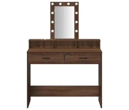 Kosmētikas Galdiņš Ar Led Gaismām - Brūns Ozols, 100X41X140 Cm Vidaxl Kosmētikas Galdiņš Ar Led Gaismām - Brūns Ozols, 100X41X140 Cm Vidaxl