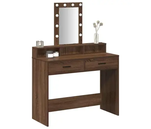 Kosmētikas Galdiņš Ar Led Gaismām - Brūns Ozols, 100X41X140 Cm Vidaxl Kosmētikas Galdiņš Ar Led Gaismām - Brūns Ozols, 100X41X140 Cm Vidaxl