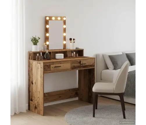 Grims Galdiņš Ar Led Gaismām, Vecs Koks, 100X41X140 Cm Vidaxl