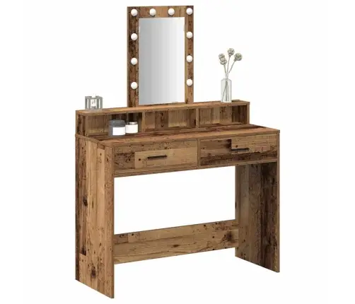 Grims Galdiņš Ar Led Gaismām, Vecs Koks, 100X41X140 Cm Vidaxl