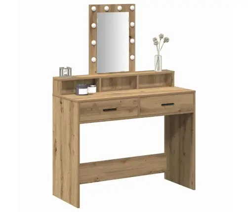 Tualetes Galdiņš Ar Led Gaismām Artisan Oak 100X41X140 Cm Vidaxl