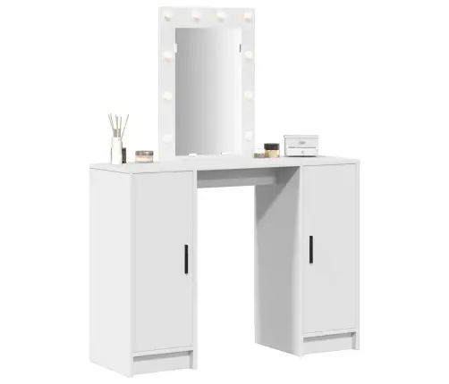 Riietumislaud Peeglituledega Valge 102 X 33 X 135 Cm Tehispuit