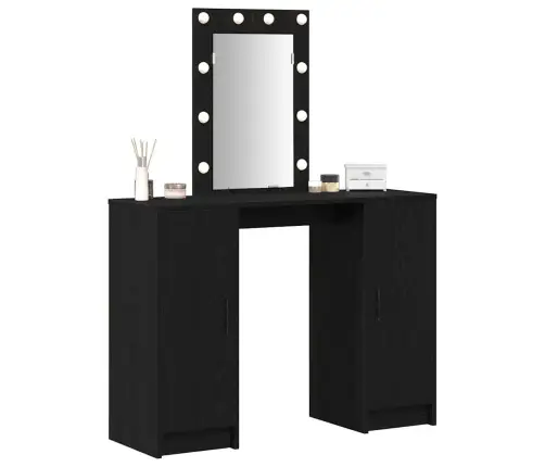 Makiažo Stalas Juoda 102 X 33 X 135 Cm Apdirbta Mediena Makiažo Stalas Juoda 102 X 33 X 135 Cm Apdirbta Mediena