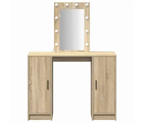 Tualetes Galdiņš Ar Led Gaismiņām Sonoma Ozolā, 102X33X135 Cm Vidaxl