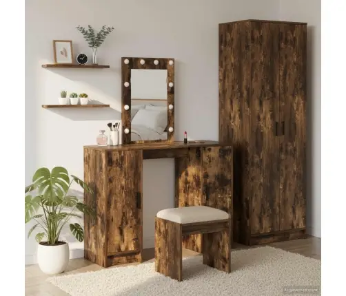 Tualetes Galdiņš Ar Led Gaismām Dūmotais Ozols 102X33X135 Cm Vidaxl