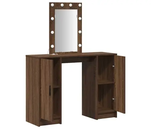 Tualetes Galdiņš Ar Led Gaismām Brūns Ozols 102X33X135 Cm Vidaxl