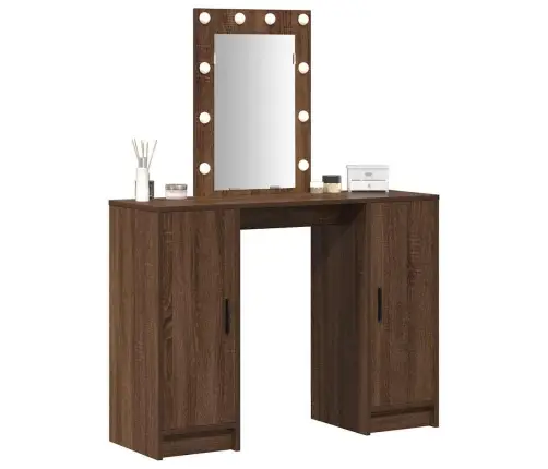 Tualetes Galdiņš Ar Led Gaismām Brūns Ozols 102X33X135 Cm Vidaxl