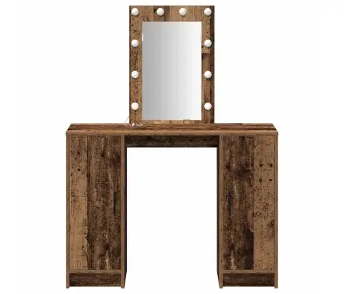 Kosmētikas Galds Ar Led Gaismām Vecais Koks 102X33X135 Cm Vidaxl