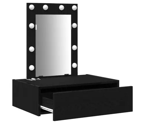 Riietumislaud Led -Ribatuledega Must 60 X 40 X 70 Cm Tehispuit Riietumislaud Led -Ribatuledega Must 60 X 40 X 70 Cm Tehispuit