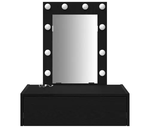 Riietumislaud Led -Ribatuledega Must 60 X 40 X 70 Cm Tehispuit Riietumislaud Led -Ribatuledega Must 60 X 40 X 70 Cm Tehispuit