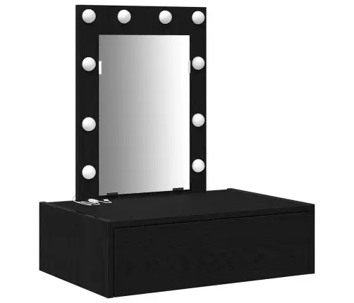 Riietumislaud Led -Ribatuledega Must 60 X 40 X 70 Cm Tehispuit Riietumislaud Led -Ribatuledega Must 60 X 40 X 70 Cm Tehispuit