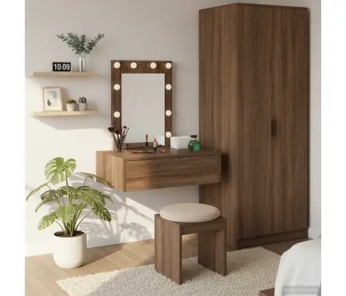 Sienā Piestiprināmais Tualetes Galds Ar Led Gaismām Brūnā Ozolā Vidaxl