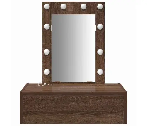 Sienā Piestiprināmais Tualetes Galds Ar Led Gaismām Brūnā Ozolā Vidaxl