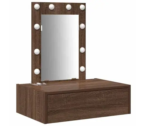 Sienā Piestiprināmais Tualetes Galds Ar Led Gaismām Brūnā Ozolā Vidaxl