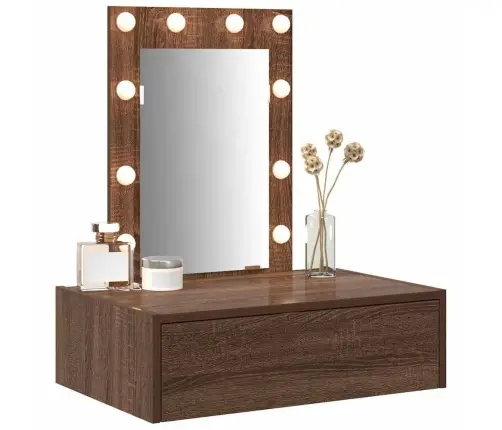 Sienā Piestiprināmais Tualetes Galds Ar Led Gaismām Brūnā Ozolā Vidaxl