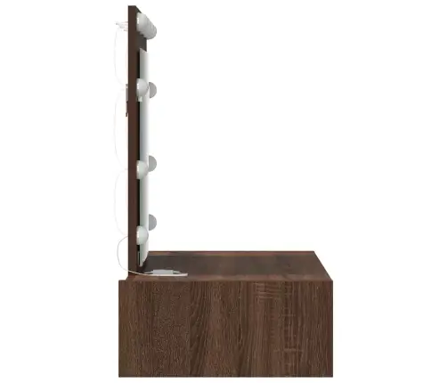 Sienā Piestiprināmais Tualetes Galds Ar Led Gaismām Brūnā Ozolā Vidaxl