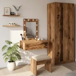 Riietumislaud Peeglituledega Pruun 60 X 40 X 70 Cm Tehispuit