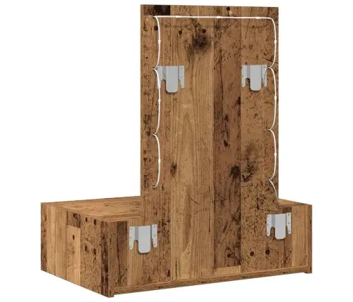 Sienā Montējamais Grima Galdiņš Ar Led Gaismiņām Vecais Koks Vidaxl