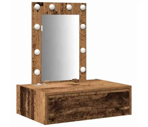 Sienā Montējamais Grima Galdiņš Ar Led Gaismiņām Vecais Koks Vidaxl