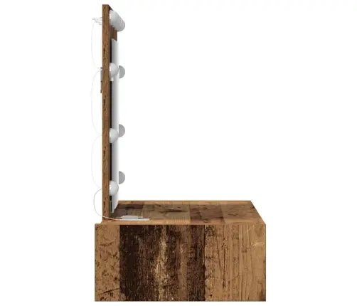 Sienā Montējamais Grima Galdiņš Ar Led Gaismiņām Vecais Koks Vidaxl