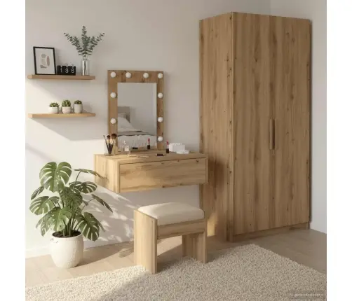 Sienā Montējams Tualetes Galdiņš Ar Led Gaismām - Amatnieku Ozols Vidaxl