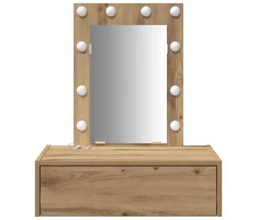 Sienā Montējams Tualetes Galdiņš Ar Led Gaismām - Amatnieku Ozols Vidaxl