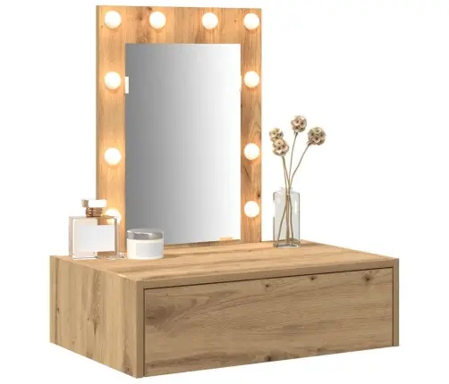 Sienā Montējams Tualetes Galdiņš Ar Led Gaismām - Amatnieku Ozols Vidaxl