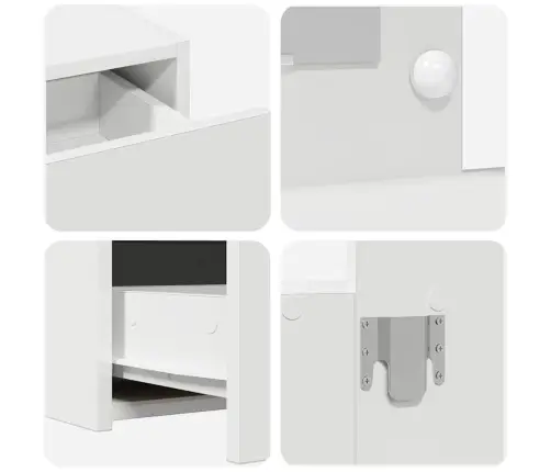 Riietumislaud Peeglituledega Valge 83 X 40 X 70 Cm Tehispuit