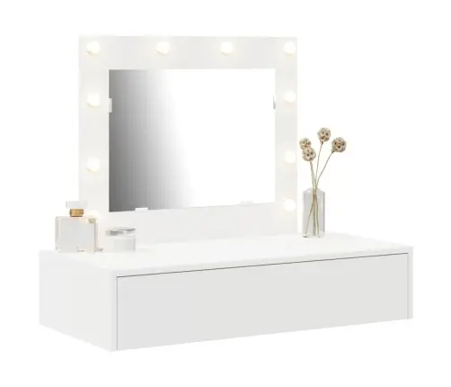 Riietumislaud Peeglituledega Valge 83 X 40 X 70 Cm Tehispuit