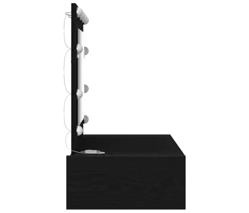 Riietumislaud Peeglituledega Must 83 X 40 X 70 Cm Tehispuit