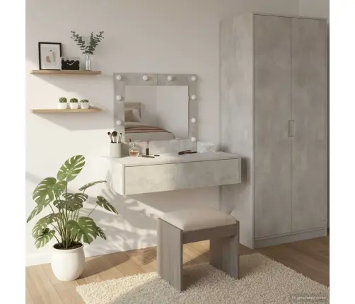 Sienā Montējamais Tualetes Galdiņš Ar Led Gaismām, Pelēks Betons Vidaxl