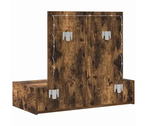 Sienas Piekārtais Grima Galds Ar Led Gaismām Dūmota Ozola Vidaxl Sienas Piekārtais Grima Galds Ar Led Gaismām Dūmota Ozola Vidaxl