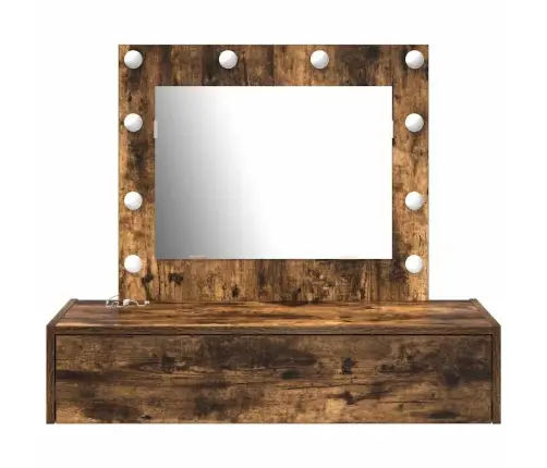 Sienas Piekārtais Grima Galds Ar Led Gaismām Dūmota Ozola Vidaxl Sienas Piekārtais Grima Galds Ar Led Gaismām Dūmota Ozola Vidaxl