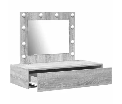 Sienā Piestiprināms Tualetes Galdiņš Ar Led Gaismām Pelēkā Sonoma Krāsā Vidaxl