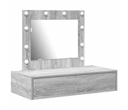 Sienā Piestiprināms Tualetes Galdiņš Ar Led Gaismām Pelēkā Sonoma Krāsā Vidaxl