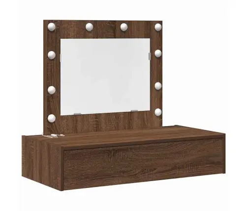 Sienā Piestiprināts Tualetes Galdiņš Ar Led Gaismām, Brūns Ozols Vidaxl