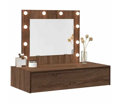 Sienā Piestiprināts Tualetes Galdiņš Ar Led Gaismām, Brūns Ozols Vidaxl