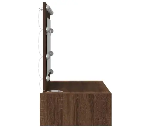 Sienā Piestiprināts Tualetes Galdiņš Ar Led Gaismām, Brūns Ozols Vidaxl