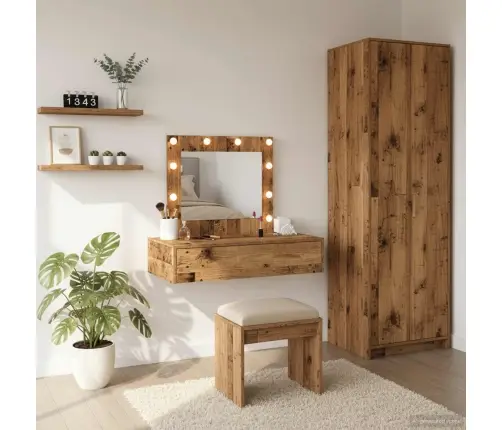 Riietumislaud Peeglituledega Pruun 83 X 40 X 70 Cm Tehispuit