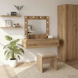 Riietumislaud Peeglituledega Pruun 83 X 40 X 70 Cm Tehispuit