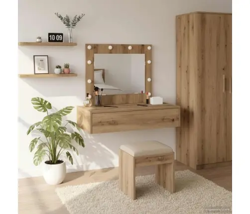 Makiažo Stalas Su Stalčių Ruda 83 X 40 X 70 Cm Apdirbta Mediena