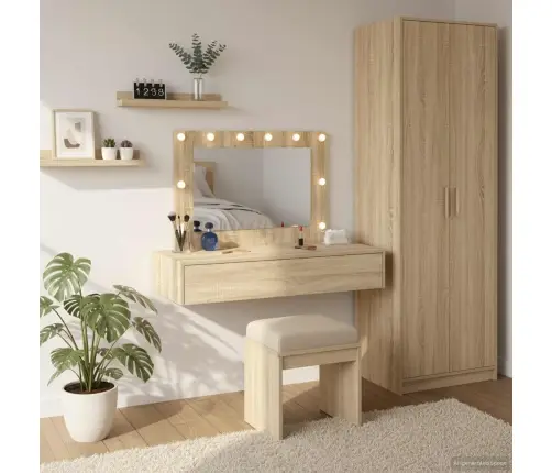 Riietumislaud Peeglituledega Pruun 100 X 40 X 70 Cm Tehispuit