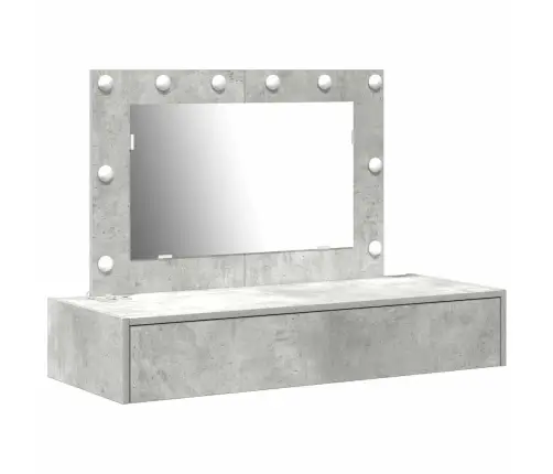 Sienā Stiprināms Tualetes Galdiņš Ar Led Gaismām Betona Pelēkā Krāsā Vidaxl