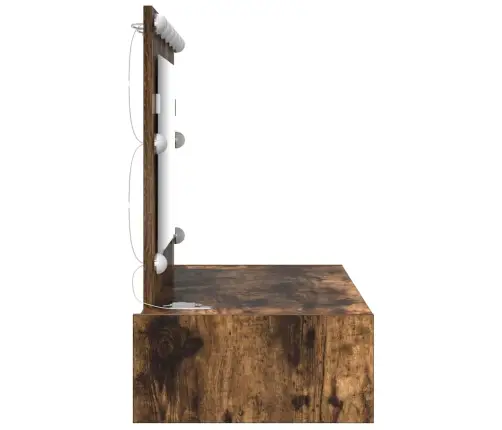 Pie Sienas Stiprinātais Tualetes Galdiņš Ar Led Gaismām Dūmota Ozola Krāsā Vidaxl