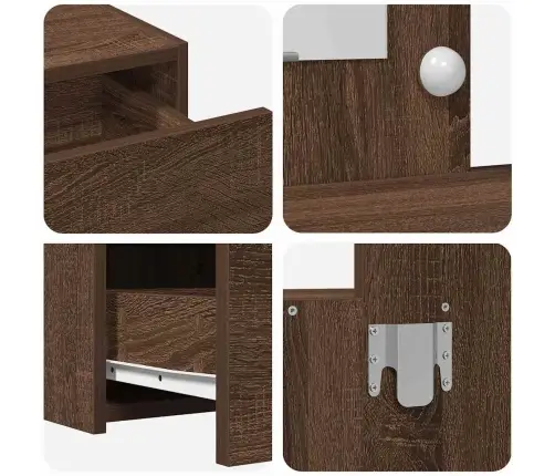 Riietumislaud Peeglituledega Pruun 100 X 40 X 70 Cm Tehispuit